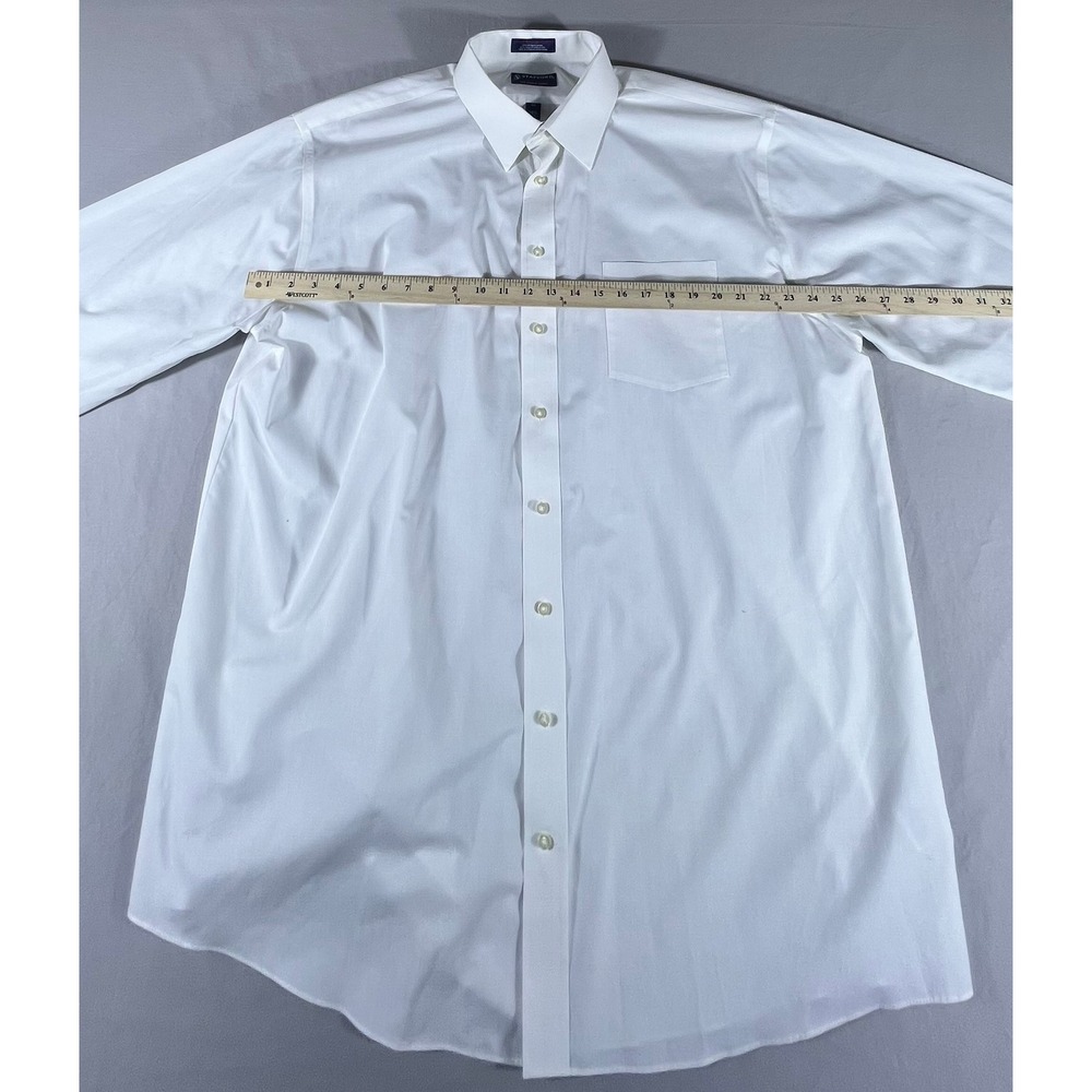 Stafford Performance White Dress Shirt Men's 18.5 36-37 Big & Tall Cotton Blend - Picture 6 of 13